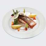 Grilled Salmon with White Wine Cream Sauce